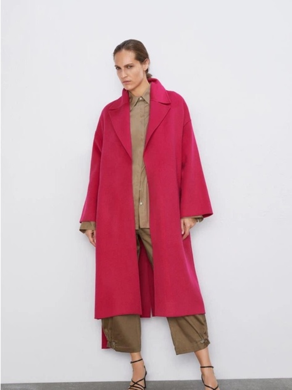 Zara fuchsia Hot Pink wool Coat - Picture 2 of 6